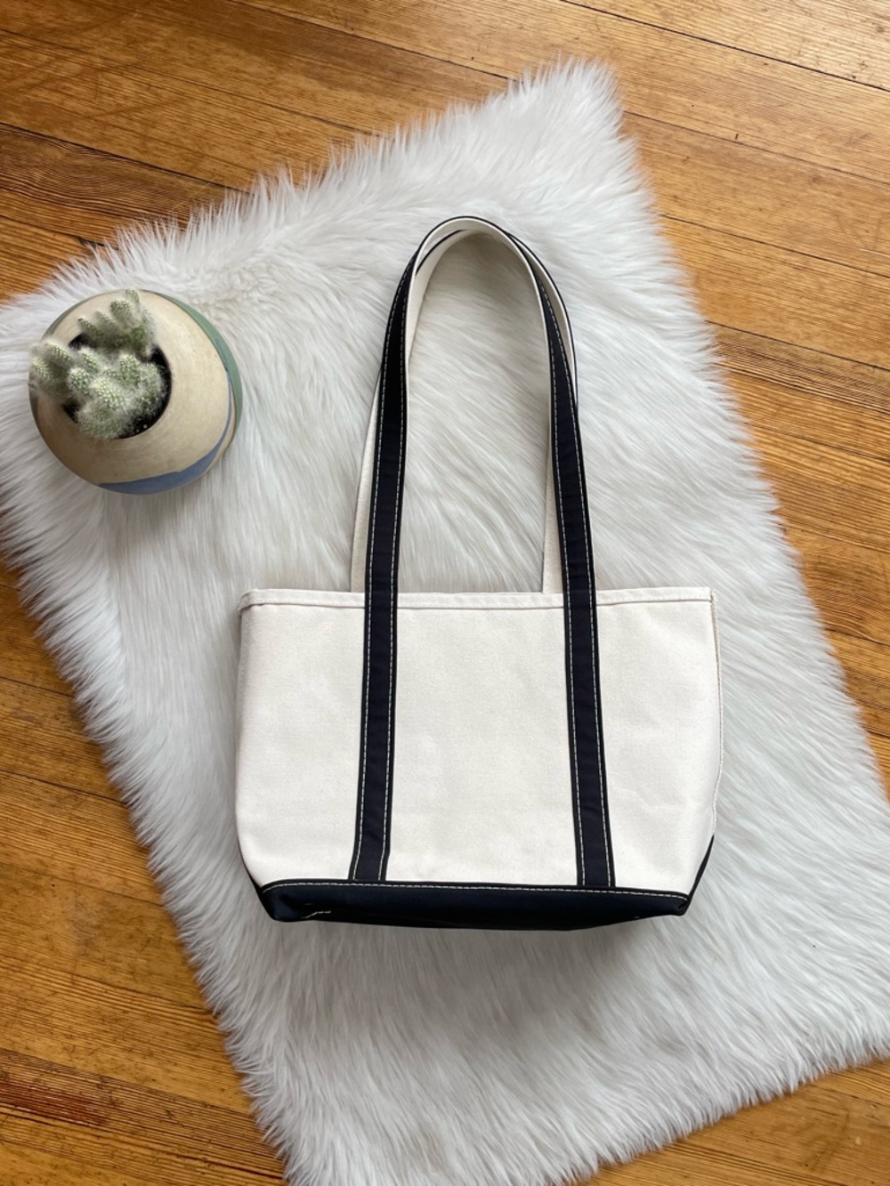 LIKE NEW L.L. Bean vintage USA made long handle boat and tote bag - Picture 2 of 12